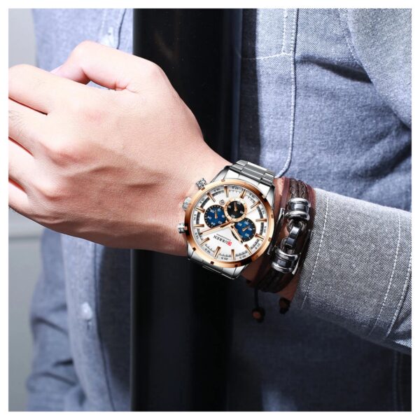 Relógio Curren Masculino Cronógrafo Metal Branco - 8355BR - Imagem 2