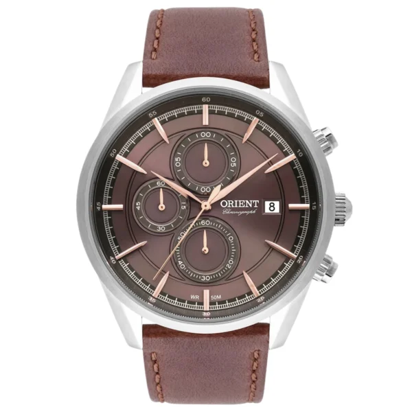Relógio Orient Masculino Cronógrafo Couro Marrom  -  MBSCC053 N1NX